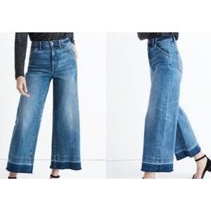 Madewell Wide-Leg Crop Jeans: Frayed Drop-Hem Edition SZ‎ 25